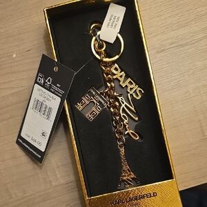 Karl Lagerfeld Gold Paris Charm Keychain